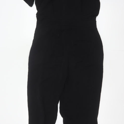 & Other Stories Women Black UK 10 Wide-Leg V-Neck Short Sleeve Jumpsuit
