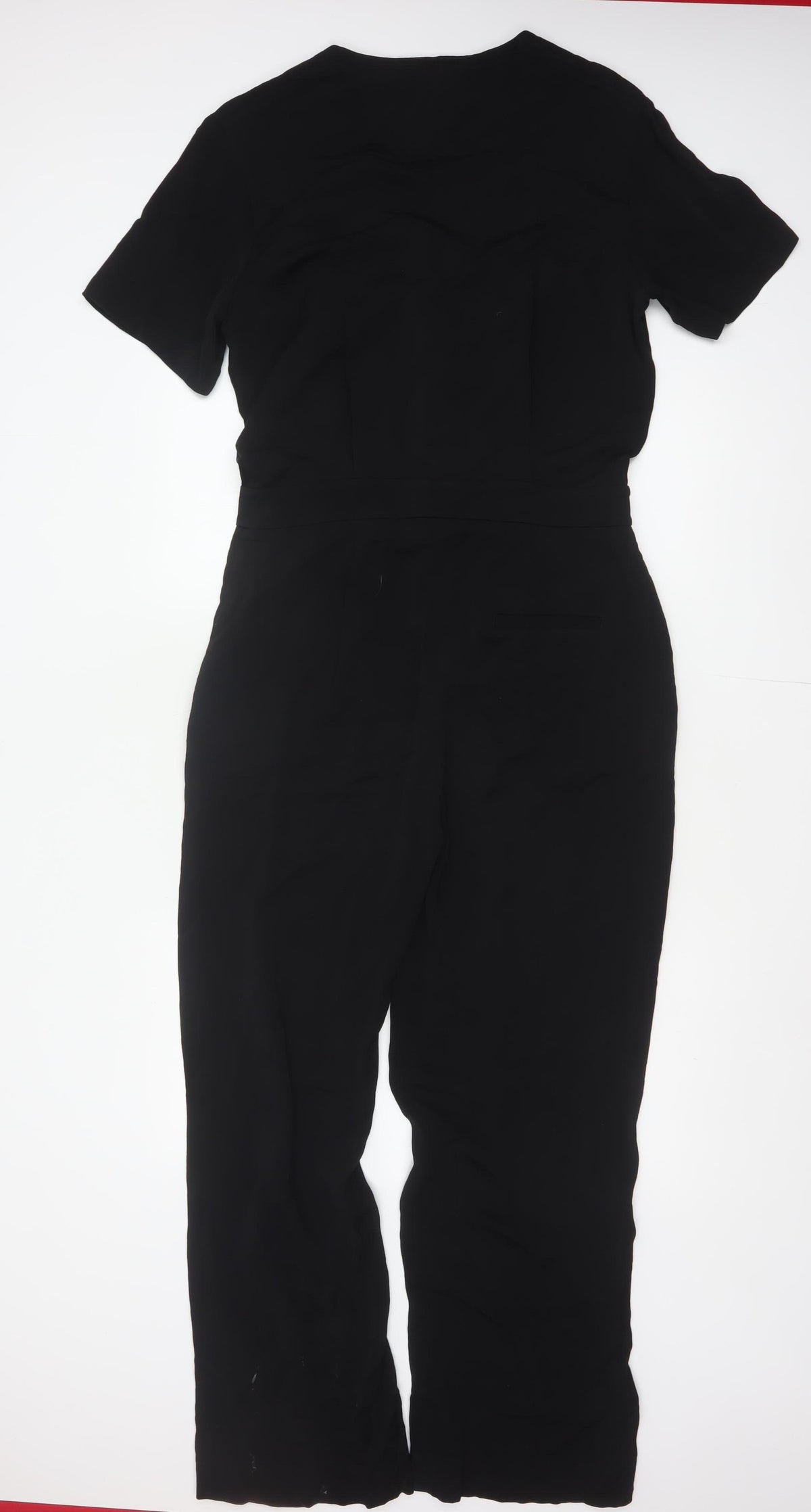 & Other Stories Women Black UK 10 Wide-Leg V-Neck Short Sleeve Jumpsuit