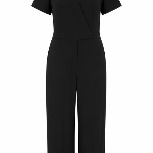 & Other Stories Women Black UK 10 Wide-Leg V-Neck Short Sleeve Jumpsuit