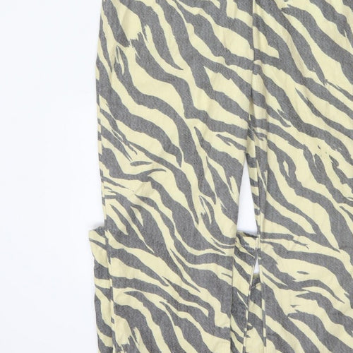 Nasty Gal Women Beige Grey Zebra Print Zip Wide-Leg Jumpsuit UK 12