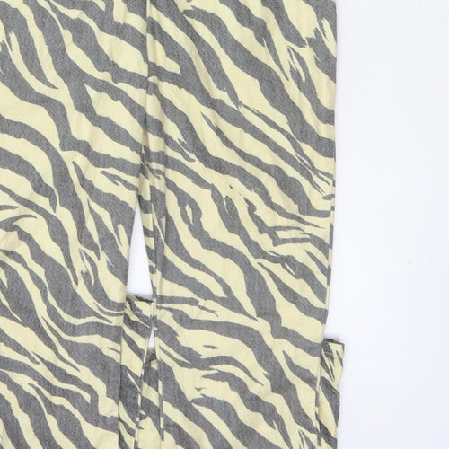 Nasty Gal Women Beige Grey Zebra Print Zip Wide-Leg Jumpsuit UK 12