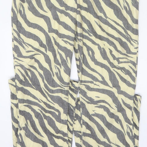 Nasty Gal Women Beige Grey Zebra Print Zip Wide-Leg Jumpsuit UK 12