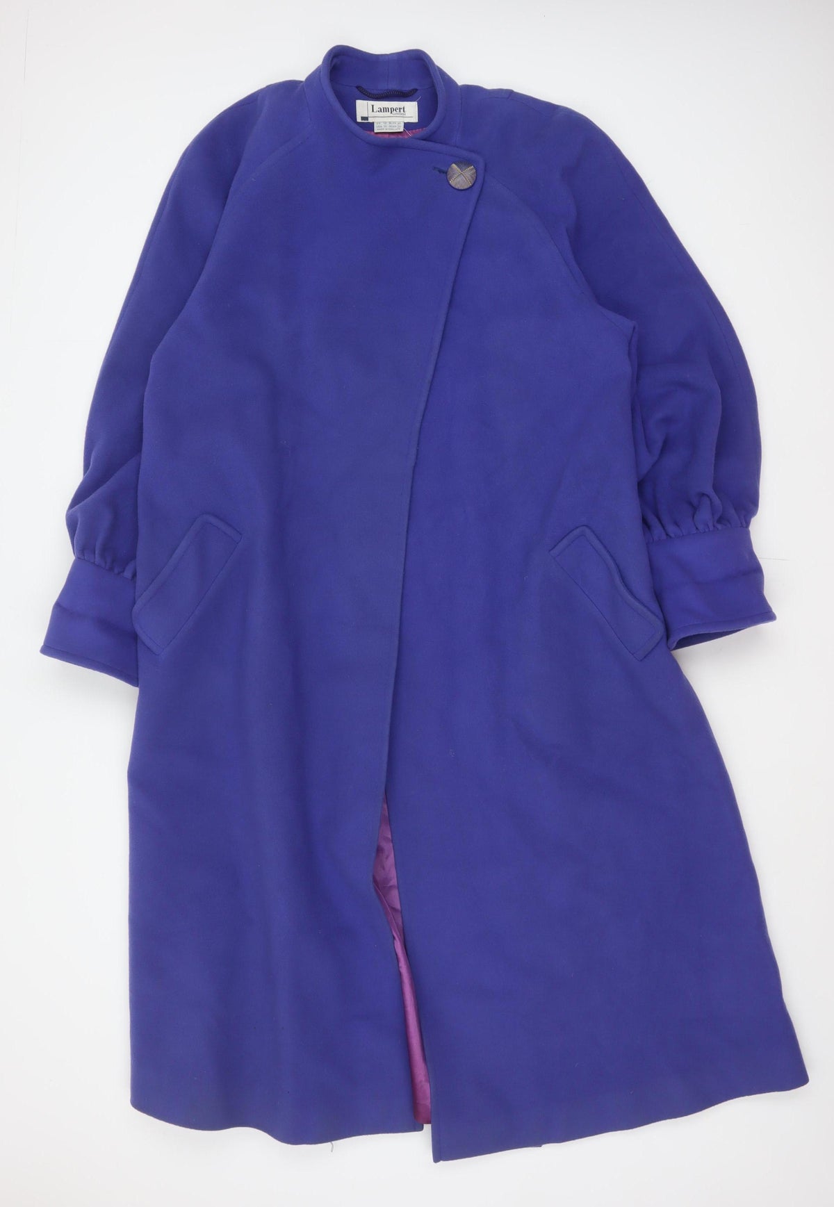 Lampert London Women’s Purple UK 12 Wool Cashmere Long Overcoat