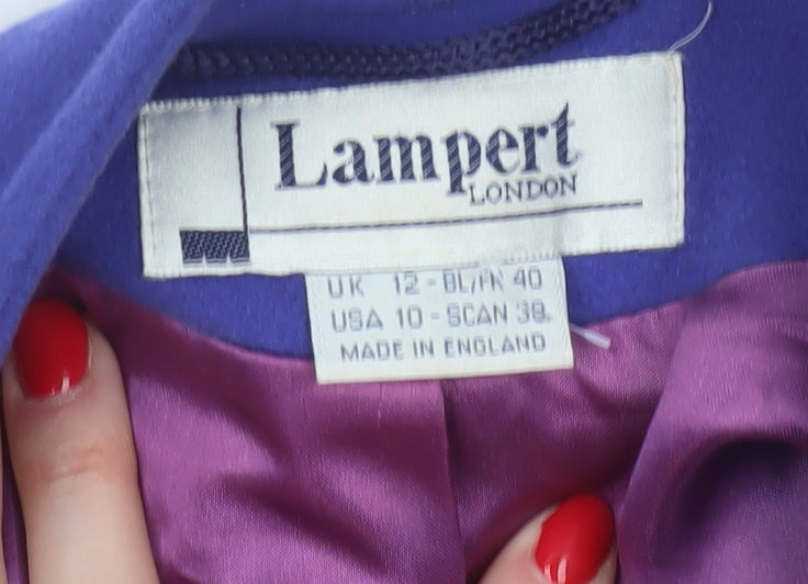 Lampert London Women’s Purple UK 12 Wool Cashmere Long Overcoat