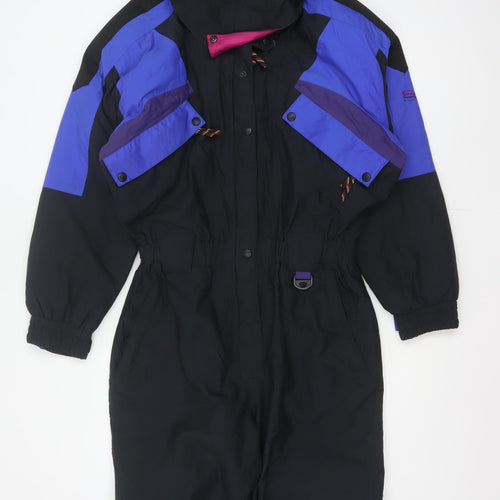 Slalom Sports Women’s UK 12 Black Purple Hooded Ski Coverall 90s