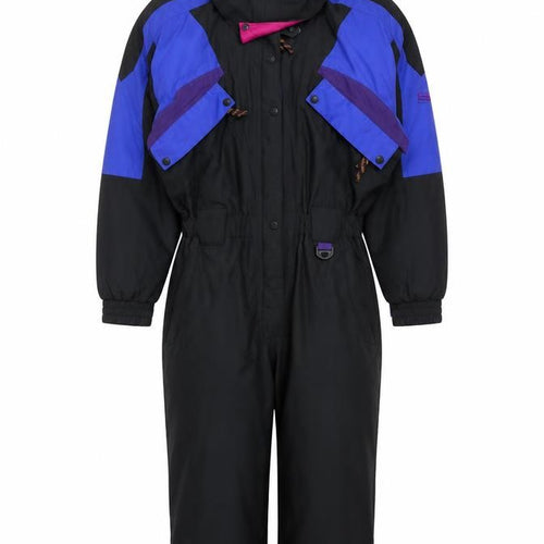 Slalom Sports Women’s UK 12 Black Purple Hooded Ski Coverall 90s