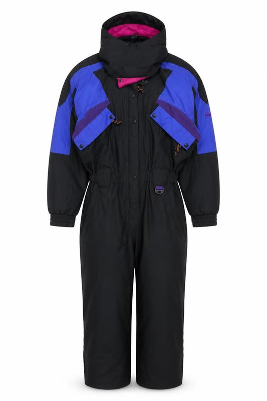 Slalom Sports Women’s UK 12 Black Purple Hooded Ski Coverall 90s