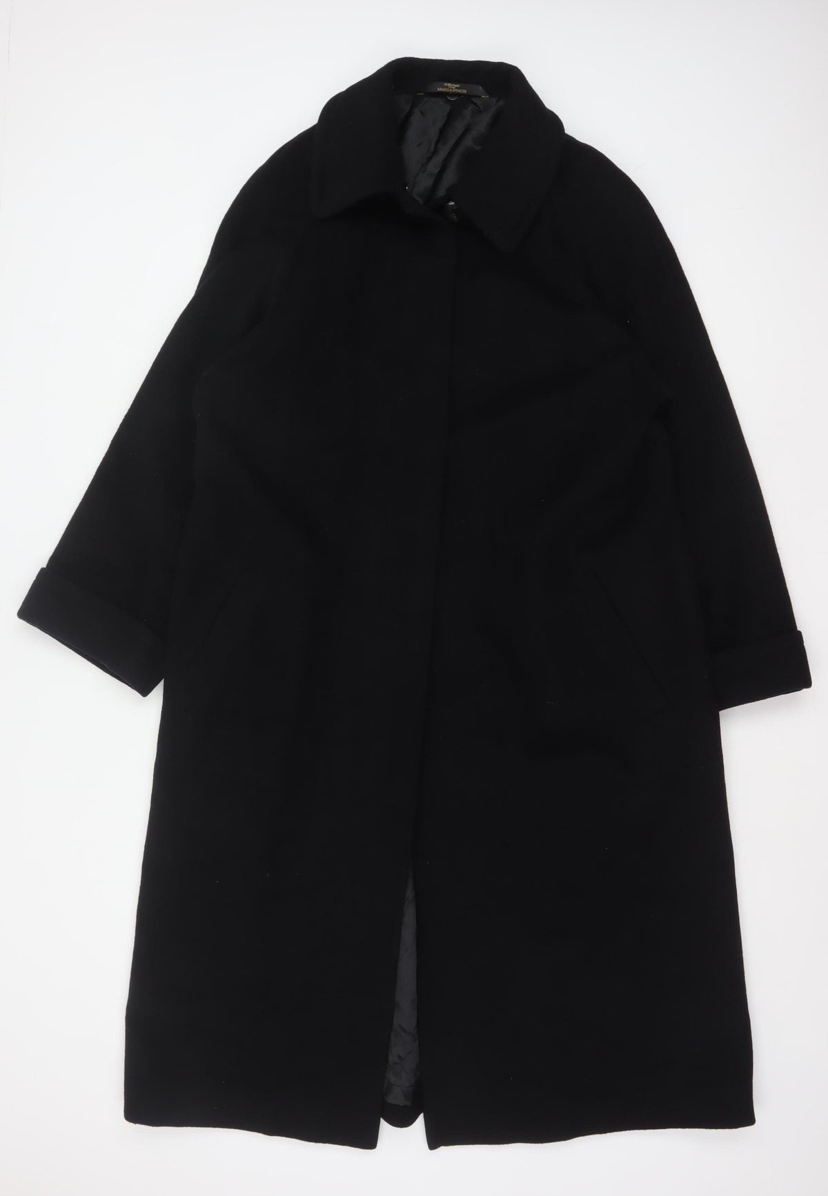 Marks and Spencer Women’s Black UK 12 Wool Angora Long Overcoat
