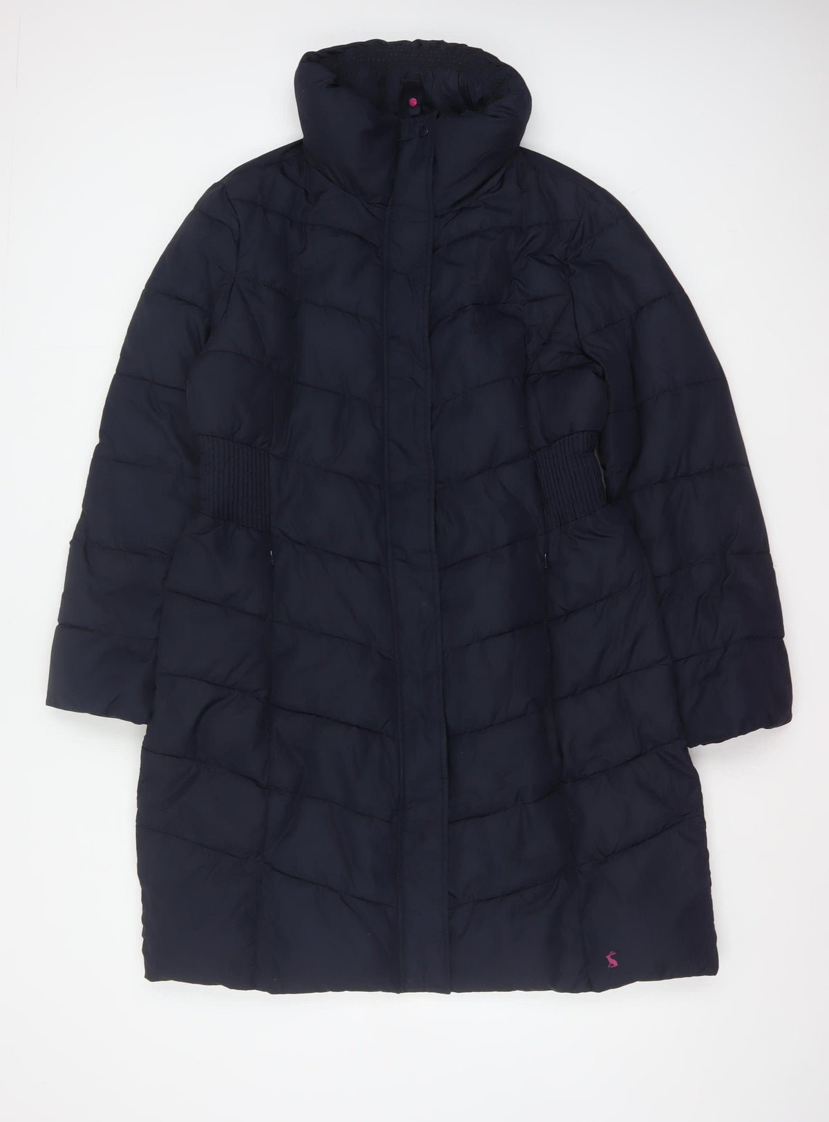 Joules Women Blue UK 16 Long Quilted Puffer Coat Hooded