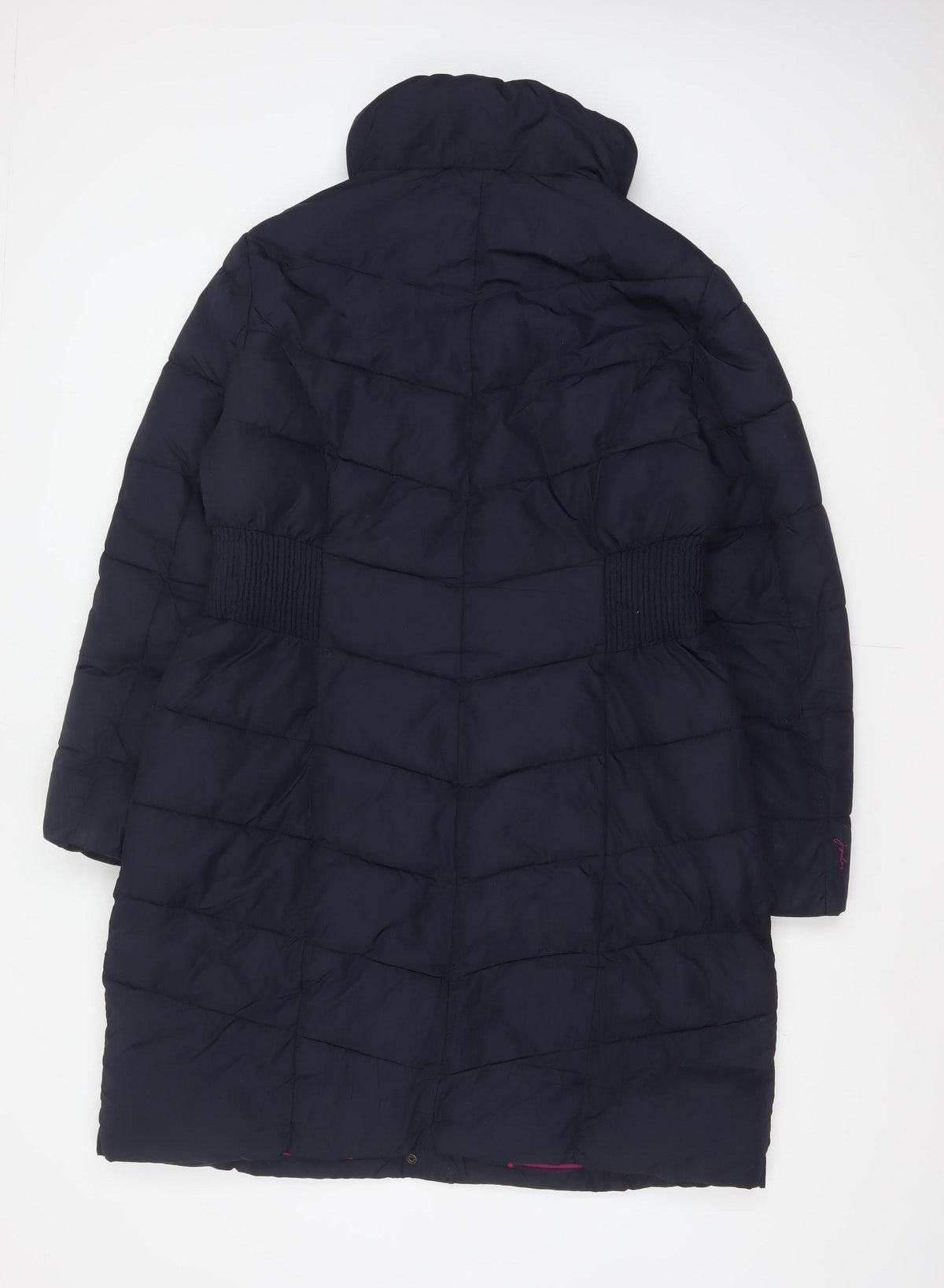 Joules Women Blue UK 16 Long Quilted Puffer Coat Hooded