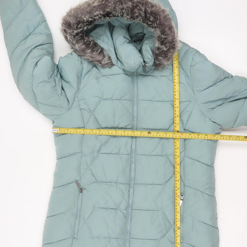 Roman Women Green UK 16 Hooded Faux Fur Trim Quilted Puffer Jacket