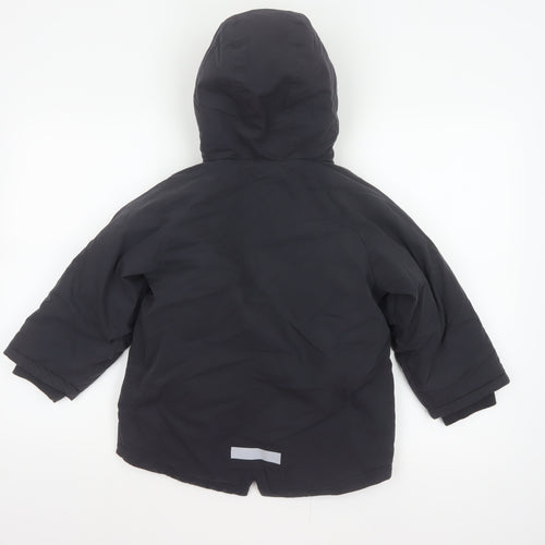M&S Boys Black 5-6 Years Hooded Padded Parka Coat Reflective