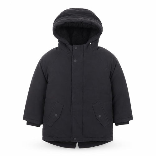 M&S Boys Black 5-6 Years Hooded Padded Parka Coat Reflective