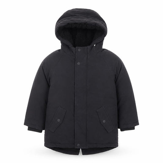 M&S Boys Black 5-6 Years Hooded Padded Parka Coat Reflective