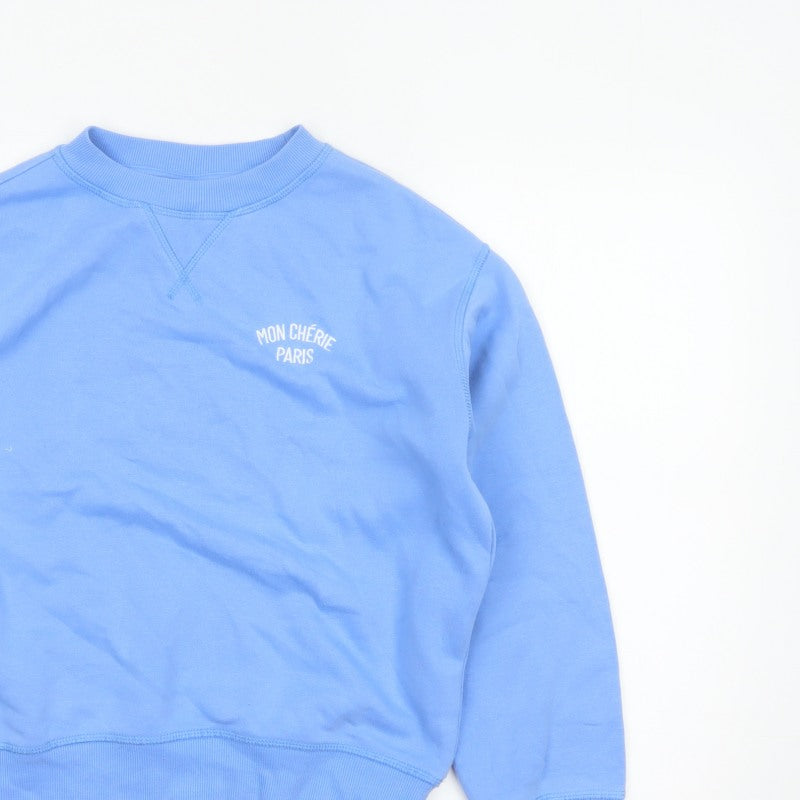 Additional view of H&M Women Blue XS Pullover Sweatshirt Mon Chérie Paris Crew Neck