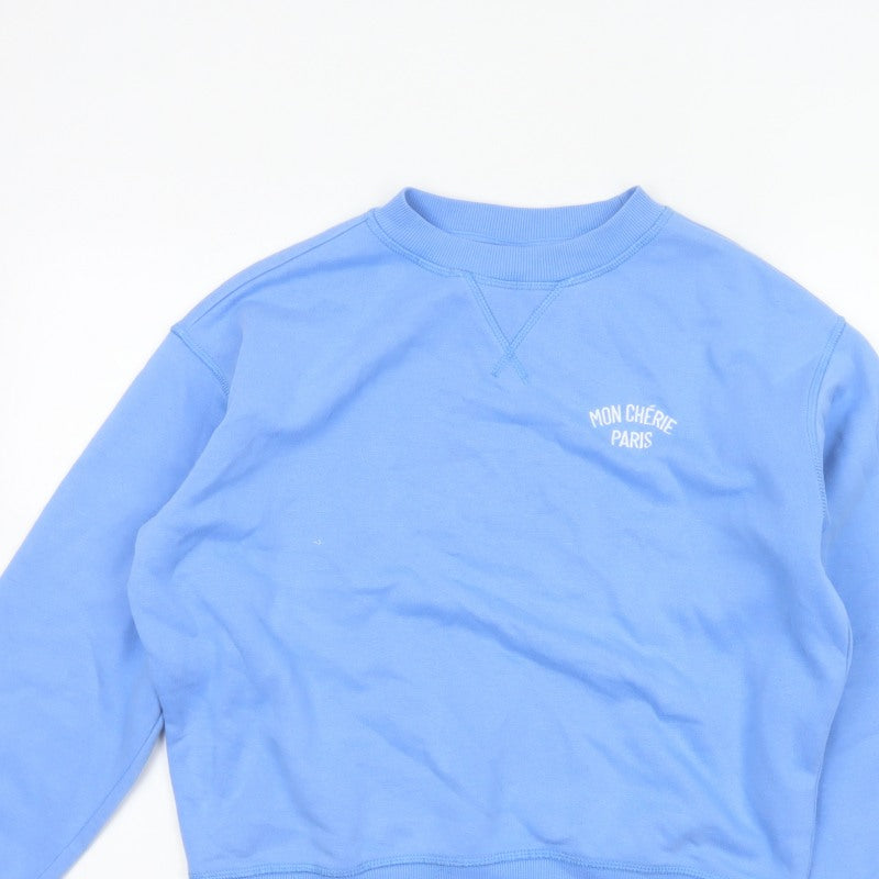 Additional view of H&M Women Blue XS Pullover Sweatshirt Mon Chérie Paris Crew Neck