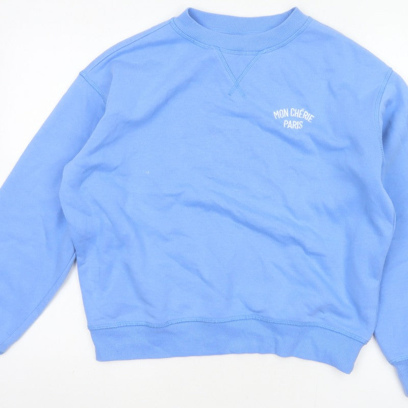 Additional view of H&M Women Blue XS Pullover Sweatshirt Mon Chérie Paris Crew Neck