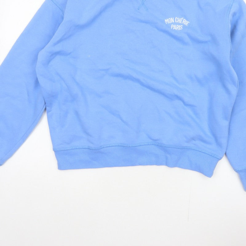 Additional view of H&M Women Blue XS Pullover Sweatshirt Mon Chérie Paris Crew Neck