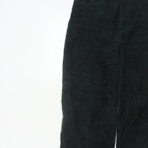 Monki Women’s Green Corduroy Straight Leg High Rise Trousers UK 8