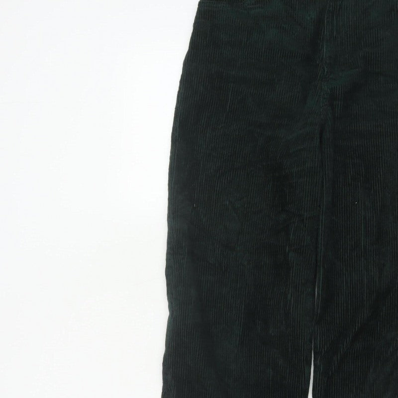 Monki Women’s Green Corduroy Straight Leg High Rise Trousers UK 8