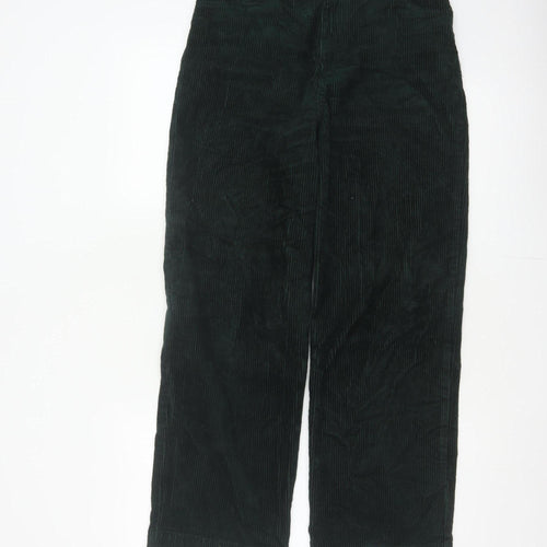 Monki Women’s Green Corduroy Straight Leg High Rise Trousers UK 8
