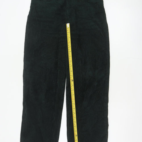 Monki Women’s Green Corduroy Straight Leg High Rise Trousers UK 8