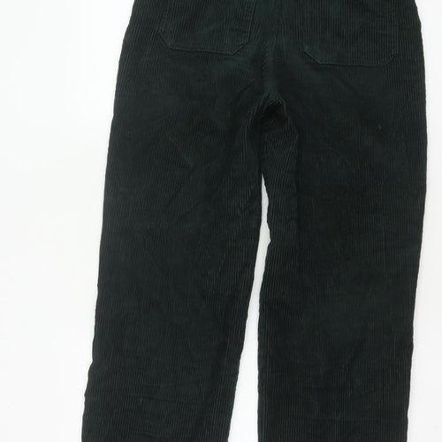 Monki Women’s Green Corduroy Straight Leg High Rise Trousers UK 8