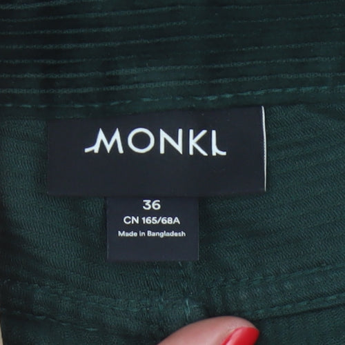Monki Women’s Green Corduroy Straight Leg High Rise Trousers UK 8