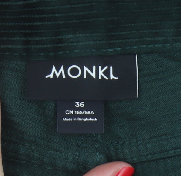 Monki Women’s Green Corduroy Straight Leg High Rise Trousers UK 8