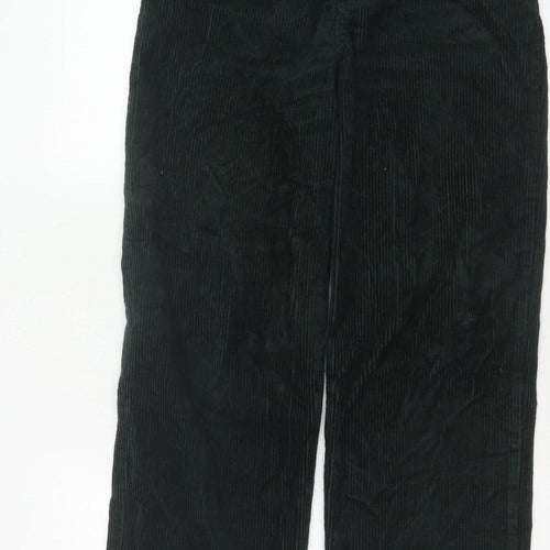 Monki Women’s Green Corduroy Straight Leg High Rise Trousers UK 8