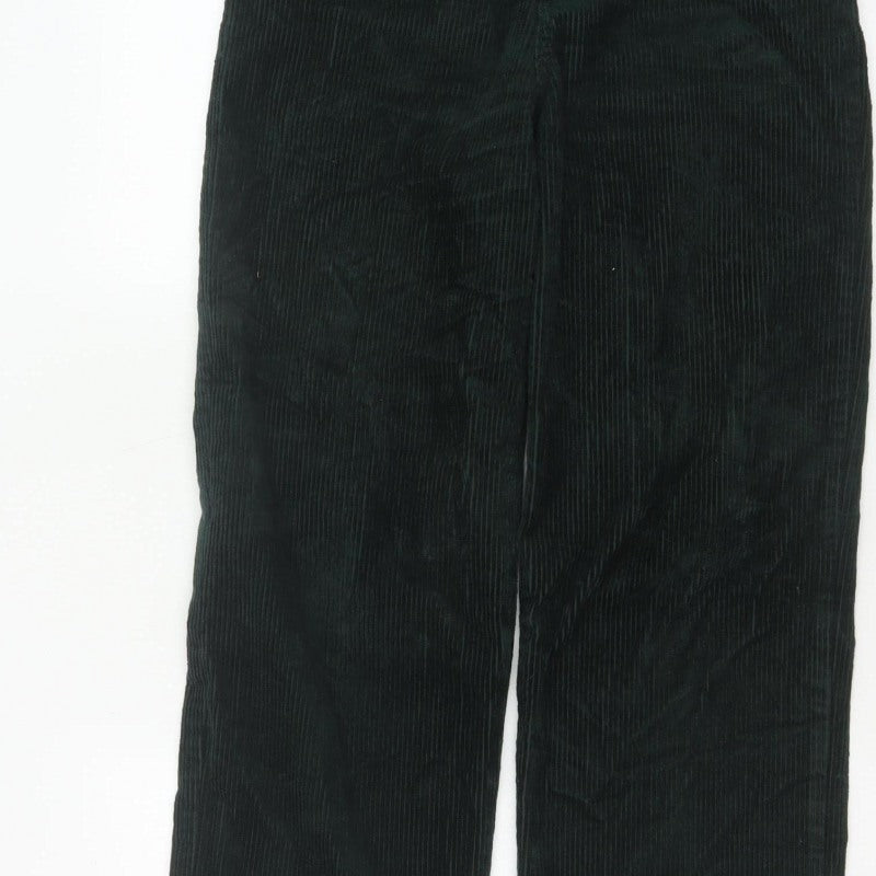 Monki Women’s Green Corduroy Straight Leg High Rise Trousers UK 8