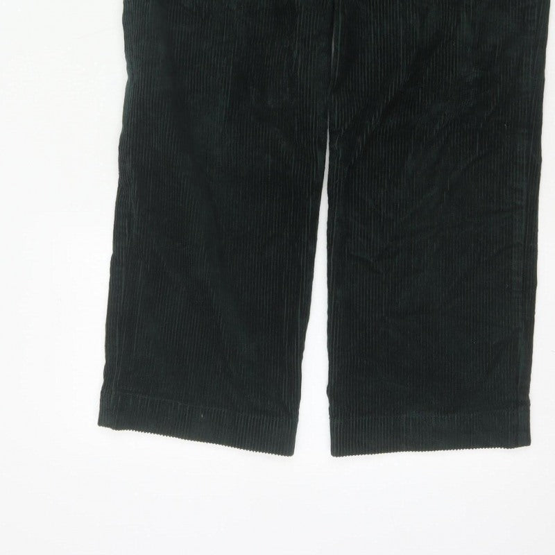 Monki Women’s Green Corduroy Straight Leg High Rise Trousers UK 8