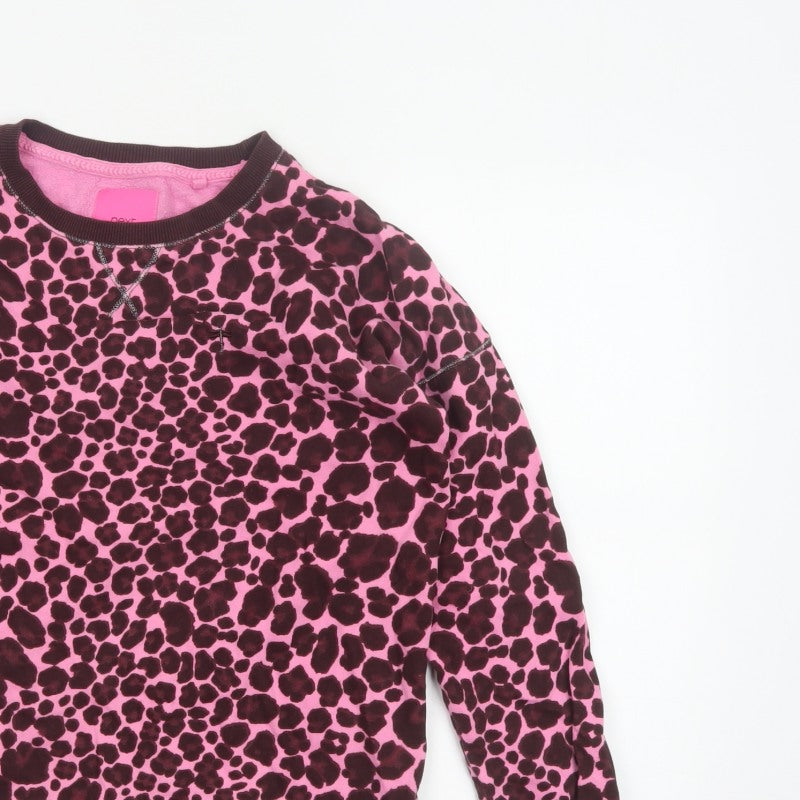 Additional view of Next Women Pink Leopard Print Cotton Sweatshirt Small Pullover