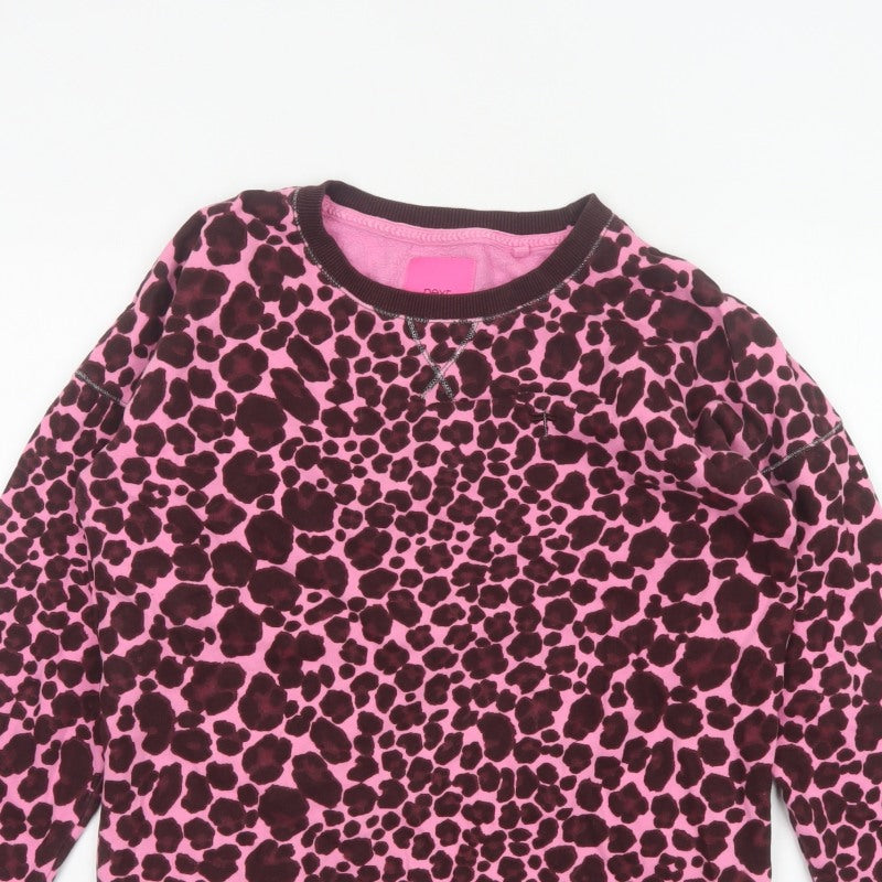 Additional view of Next Women Pink Leopard Print Cotton Sweatshirt Small Pullover