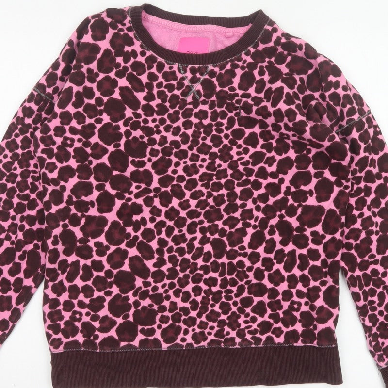 Additional view of Next Women Pink Leopard Print Cotton Sweatshirt Small Pullover