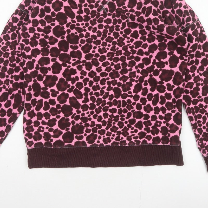 Additional view of Next Women Pink Leopard Print Cotton Sweatshirt Small Pullover