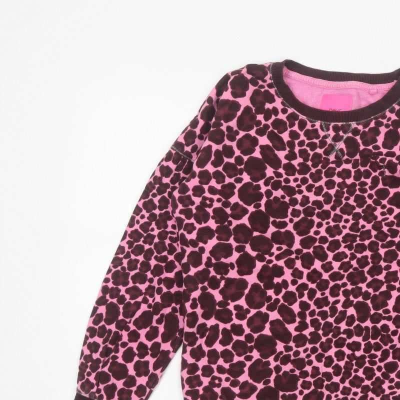 Additional view of Next Women Pink Leopard Print Cotton Sweatshirt Small Pullover