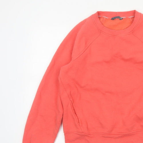 M&S Women Orange UK 12 Pullover Sweatshirt Crew Neck Pockets Raglan