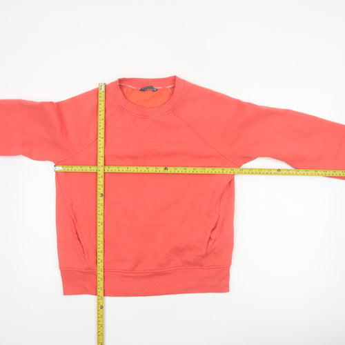 M&S Women Orange UK 12 Pullover Sweatshirt Crew Neck Pockets Raglan