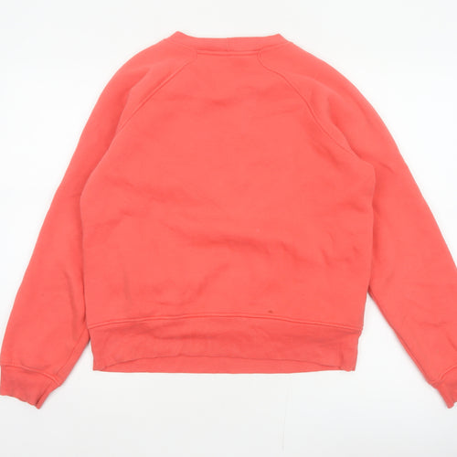M&S Women Orange UK 12 Pullover Sweatshirt Crew Neck Pockets Raglan