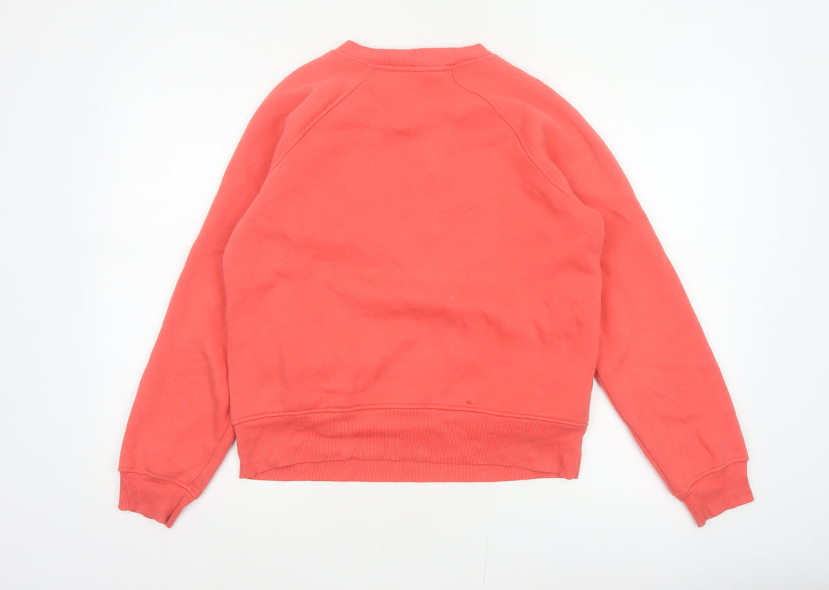 M&S Women Orange UK 12 Pullover Sweatshirt Crew Neck Pockets Raglan