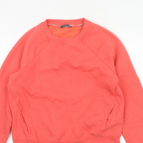 M&S Women Orange UK 12 Pullover Sweatshirt Crew Neck Pockets Raglan