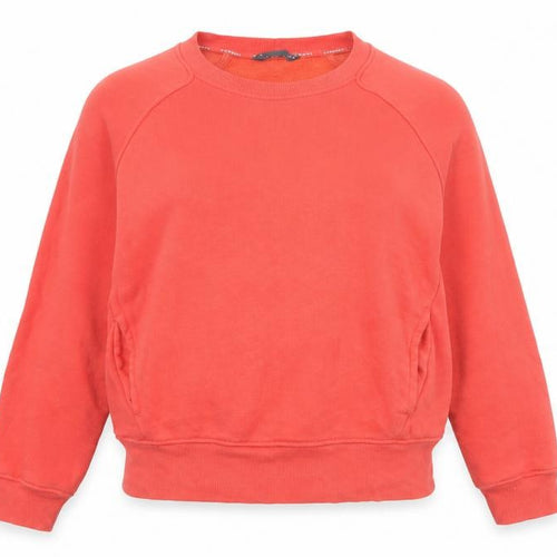 M&S Women Orange UK 12 Pullover Sweatshirt Crew Neck Pockets Raglan