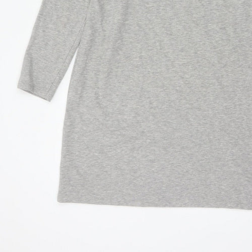 DKNY Women Grey S French Terry Jumper Dress Logo Graphic Long Sleeve