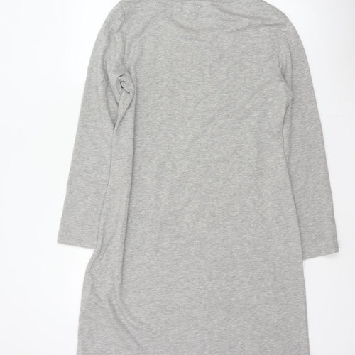 DKNY Women Grey S French Terry Jumper Dress Logo Graphic Long Sleeve