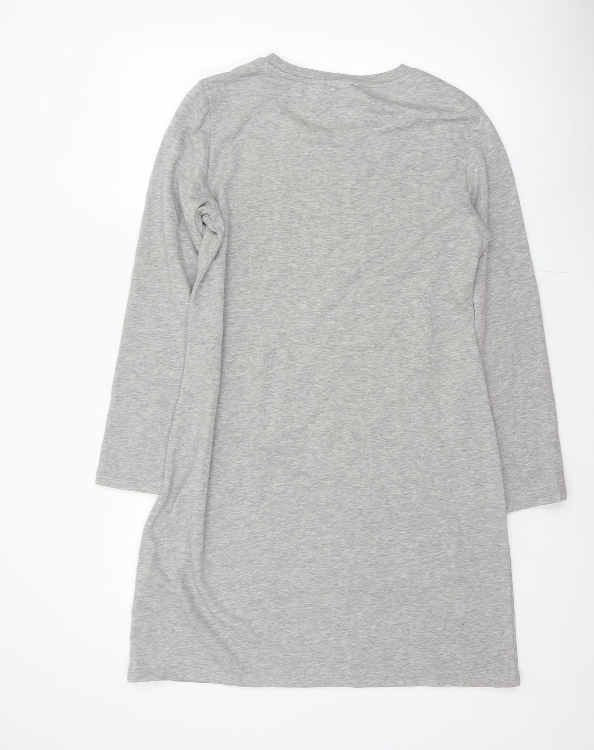 DKNY Women Grey S French Terry Jumper Dress Logo Graphic Long Sleeve