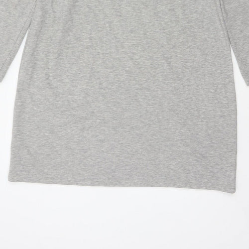 DKNY Women Grey S French Terry Jumper Dress Logo Graphic Long Sleeve