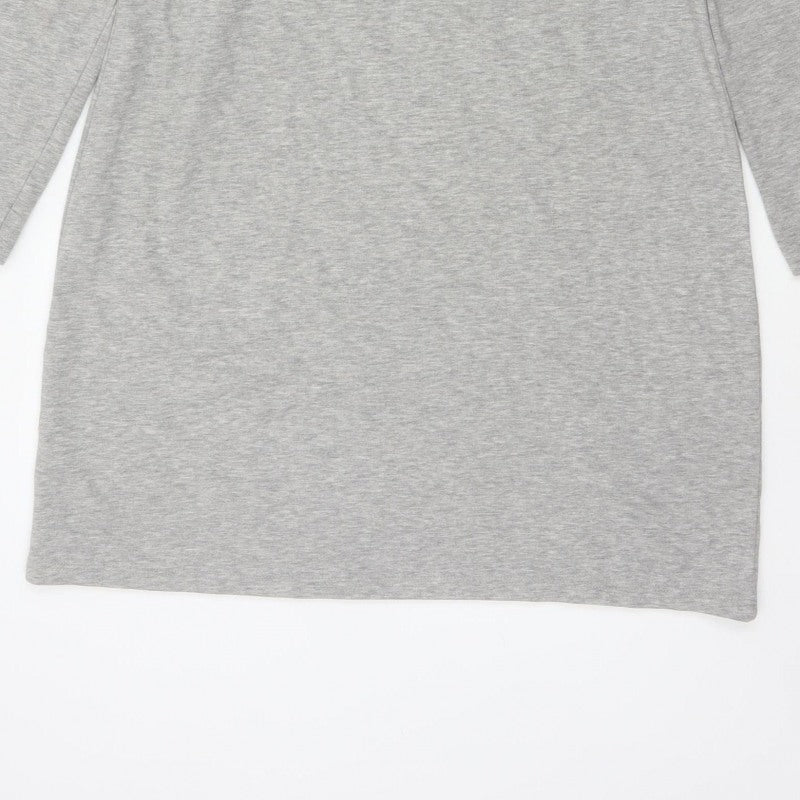 DKNY Women Grey S French Terry Jumper Dress Logo Graphic Long Sleeve