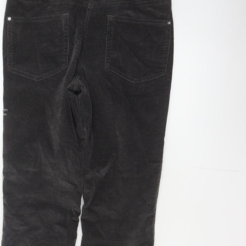 Next Women’s Black UK 6 Skinny Corduroy Floral Embroidered Trousers