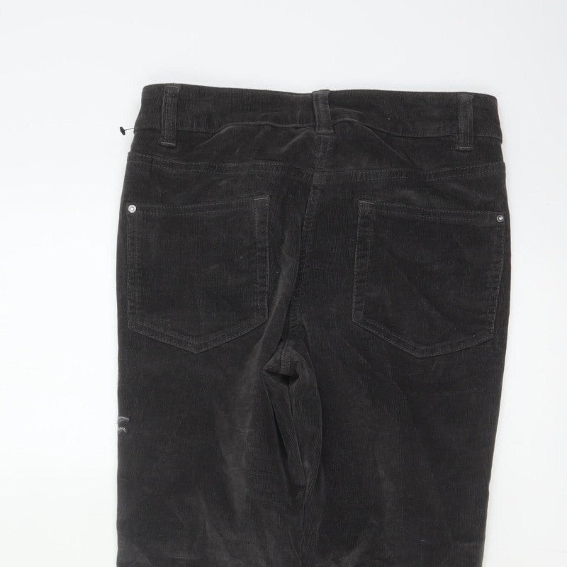 Next Women’s Black UK 6 Skinny Corduroy Floral Embroidered Trousers